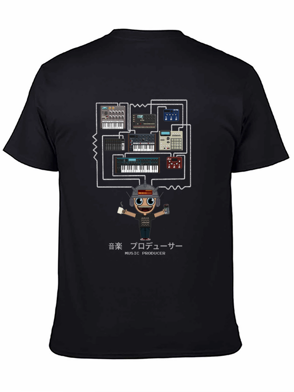 Music Producer Synth T-Shirt - Black Cotton Tee