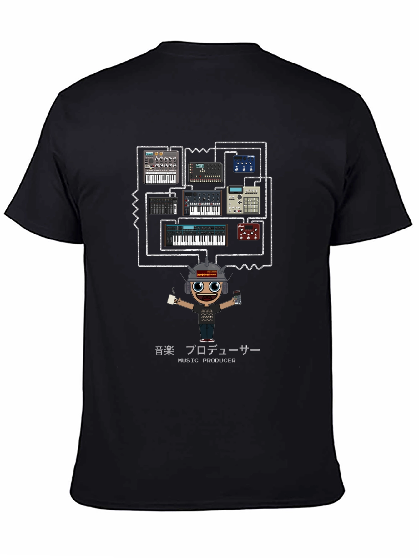 Music Producer Synth T-Shirt - Black Cotton Tee