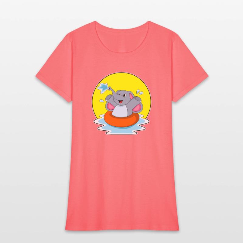 Elephant At Swimming With Lifebuoy