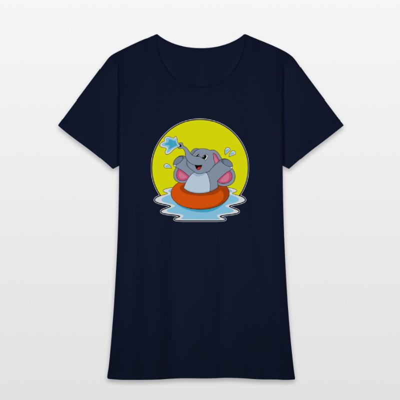 Elephant At Swimming With Lifebuoy