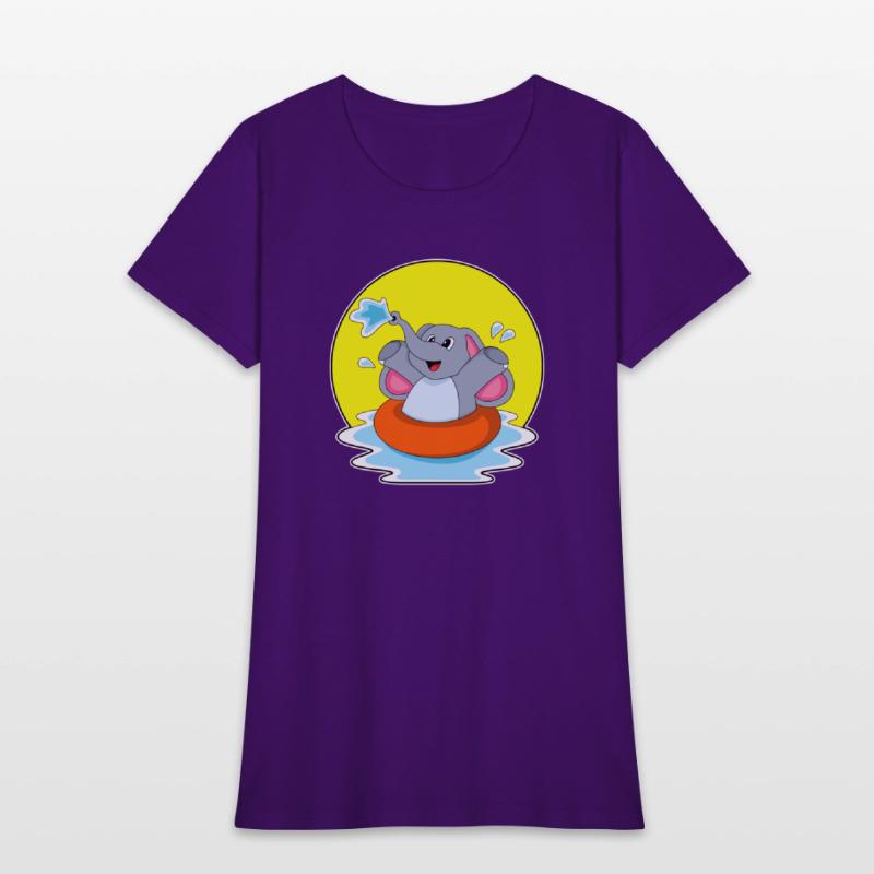 Elephant At Swimming With Lifebuoy