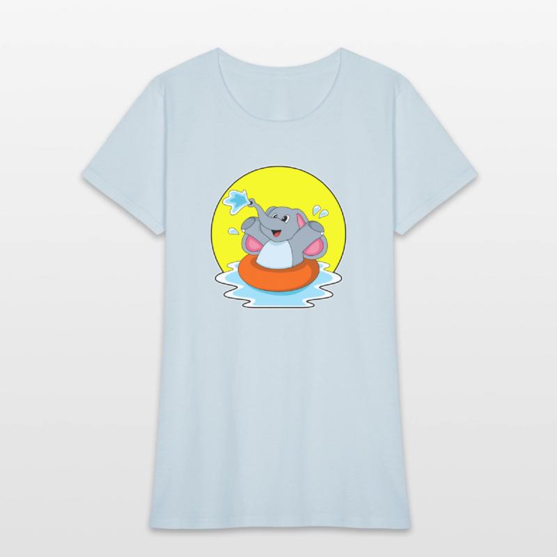 Elephant At Swimming With Lifebuoy