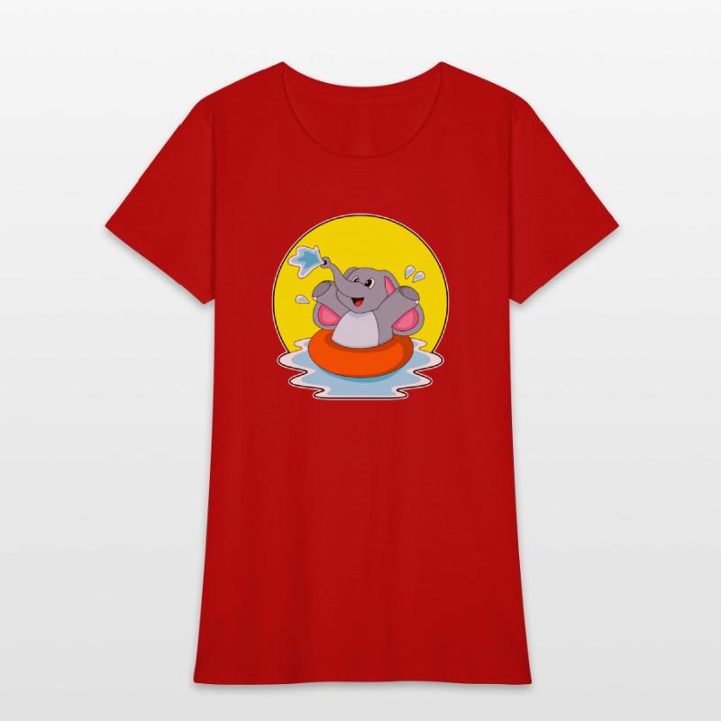 Elephant At Swimming With Lifebuoy