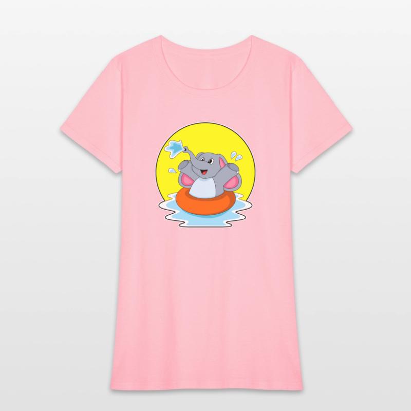 Elephant At Swimming With Lifebuoy