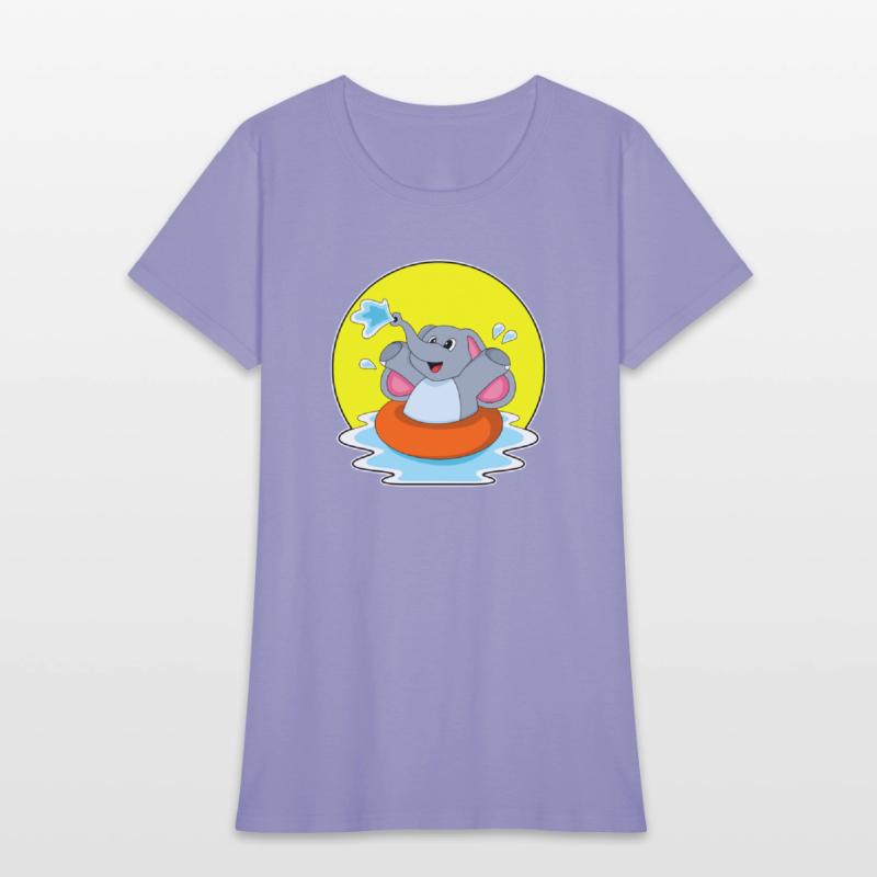 Elephant At Swimming With Lifebuoy