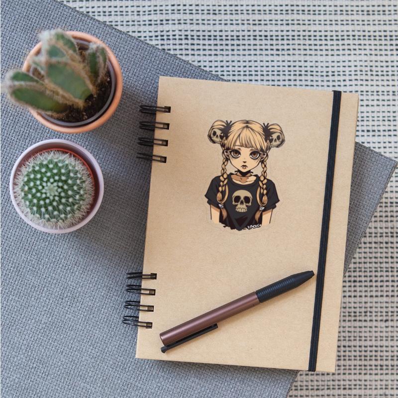 Emo Girl with Pigtails and Skull