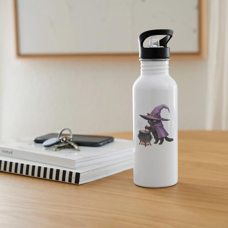 Enchanted Black Cat Witch Illustration