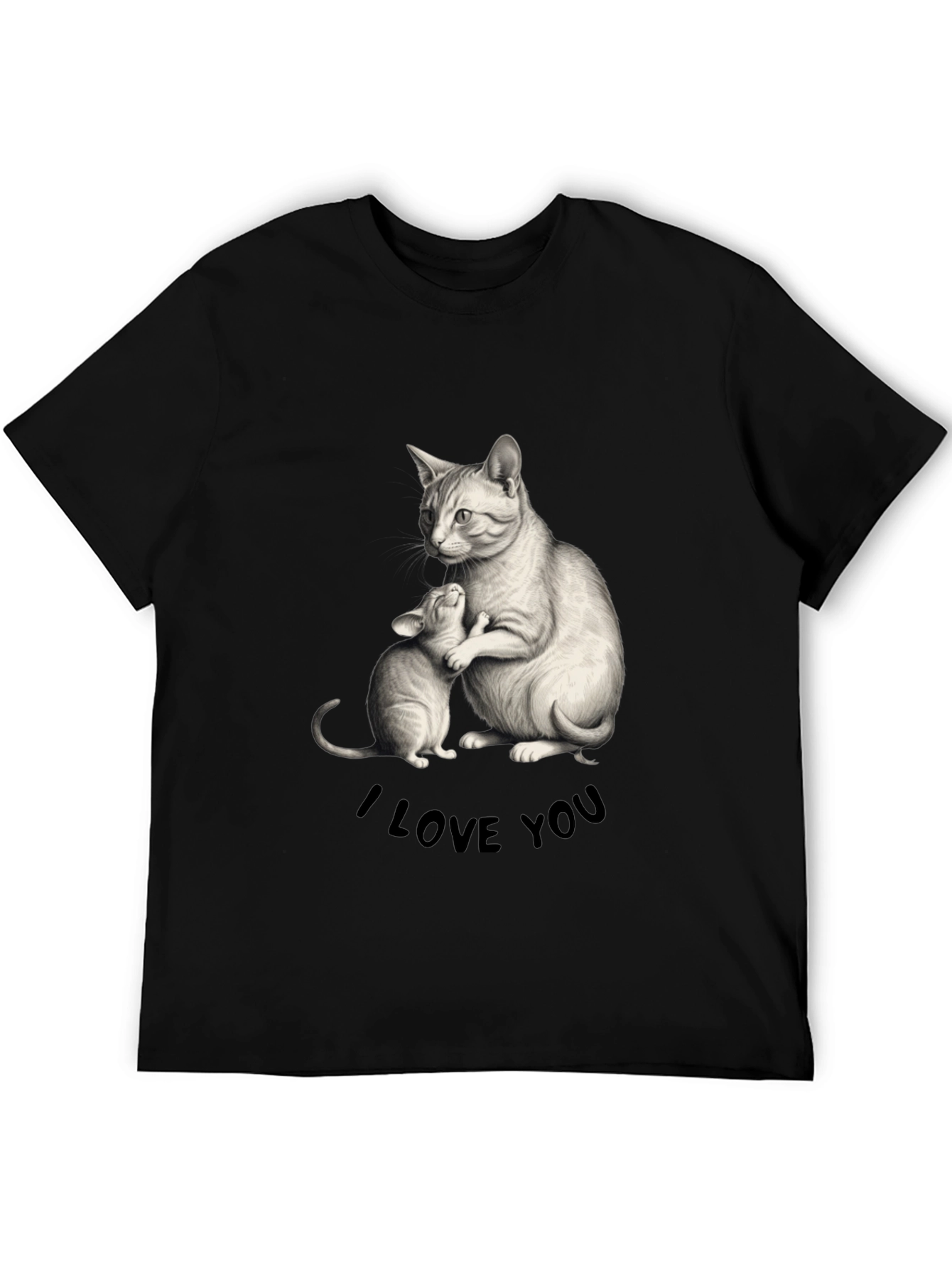 Cat & Kitten I Love You Black T-Shirt