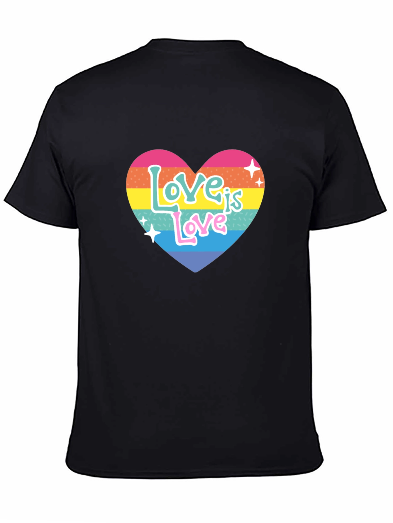 Love is Love Rainbow Heart Graphic Tee - Black