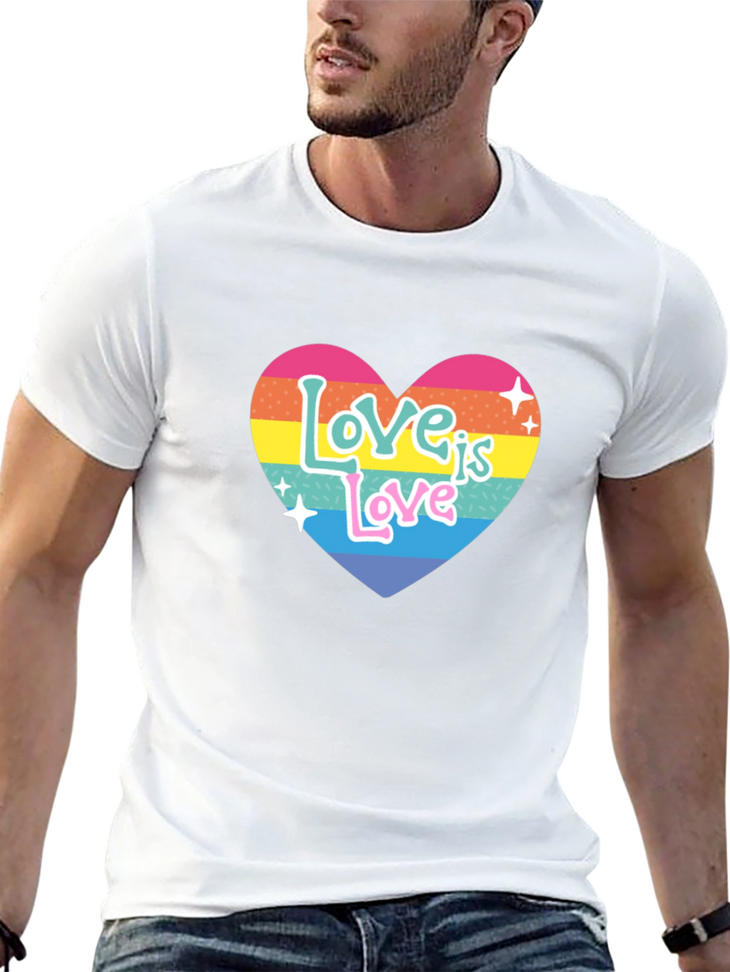 Love is Love Rainbow Heart Graphic Tee - Black