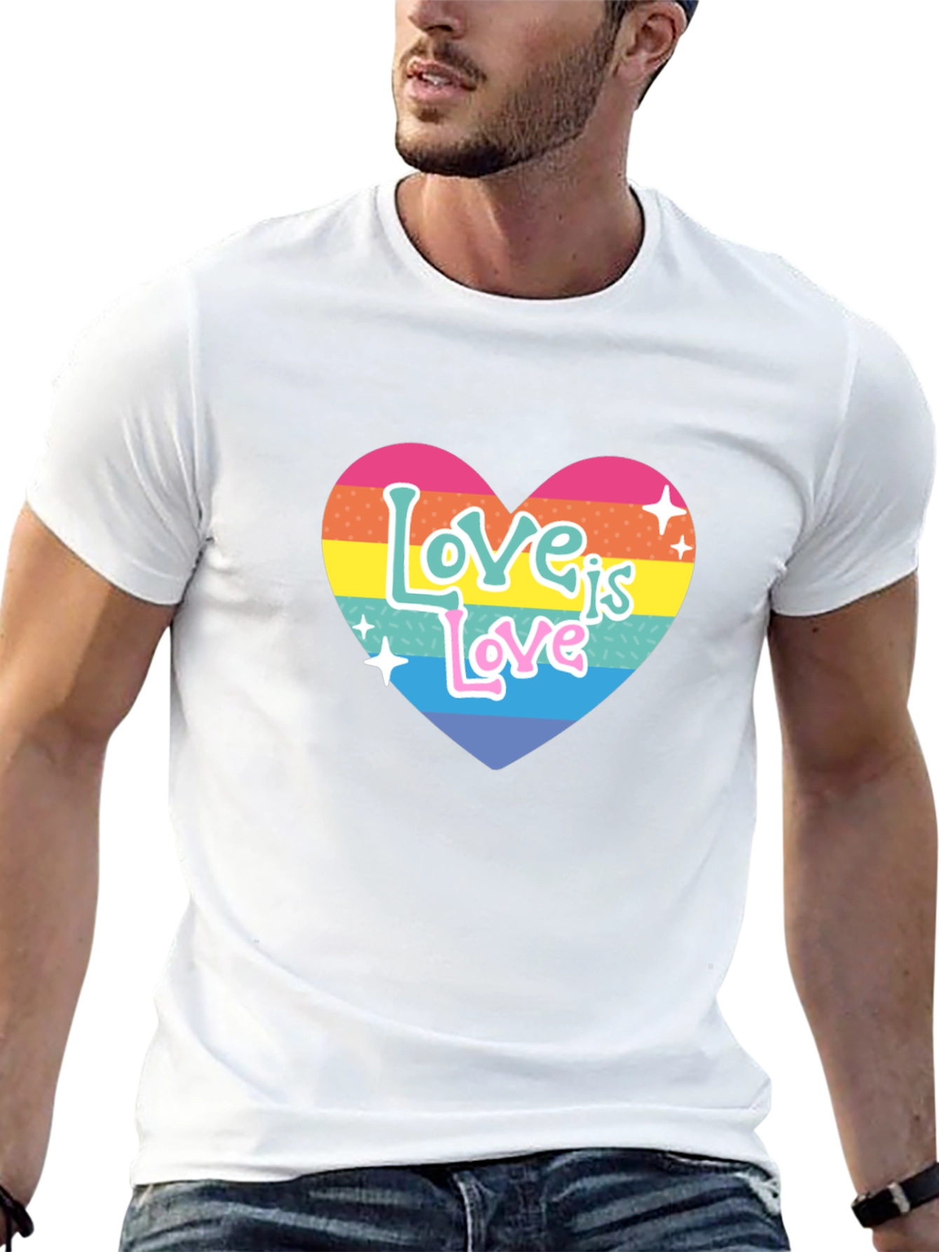 Love is Love Rainbow Heart Graphic Tee - Black