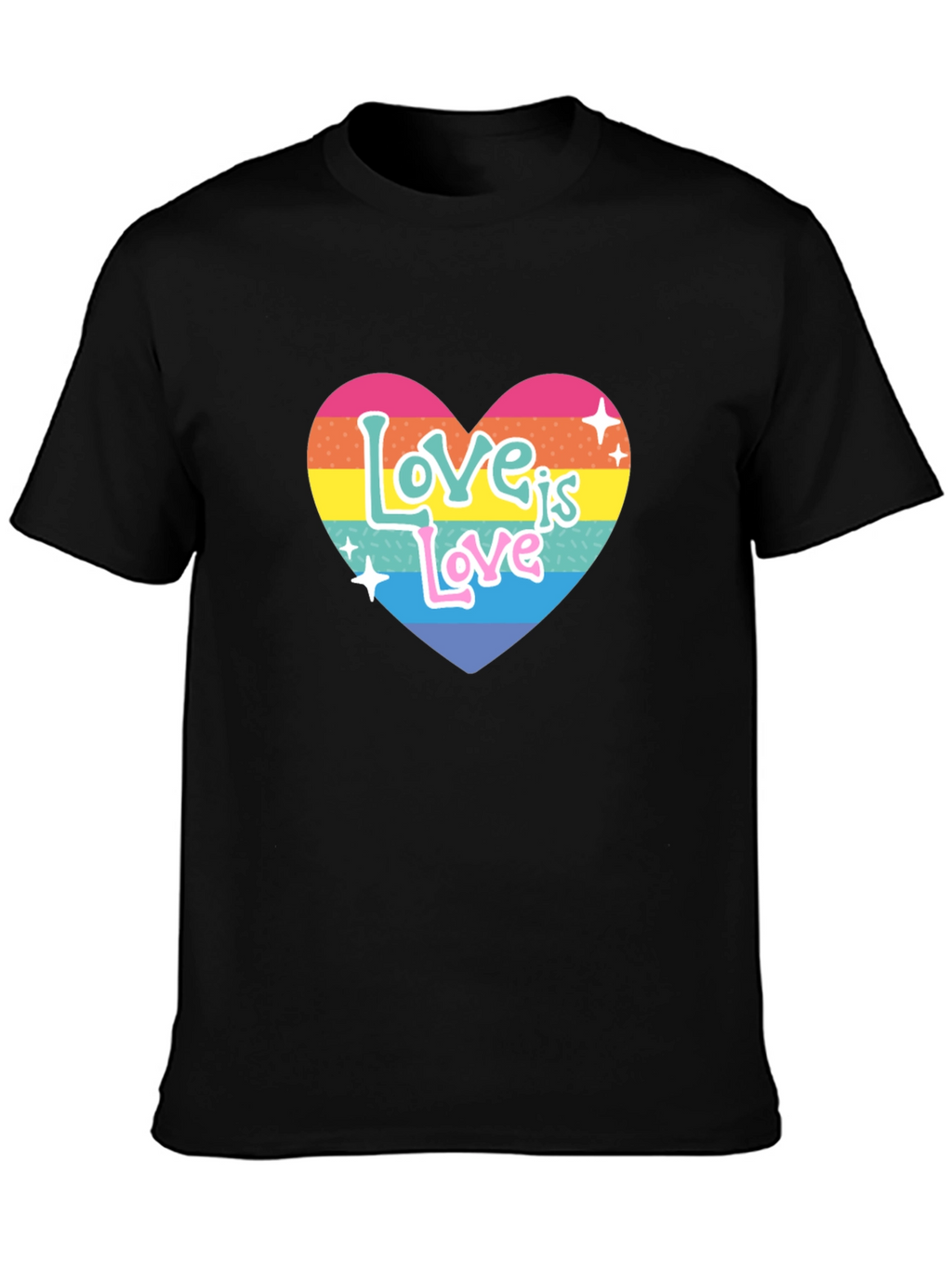 Love is Love Rainbow Heart Graphic Tee - Black
