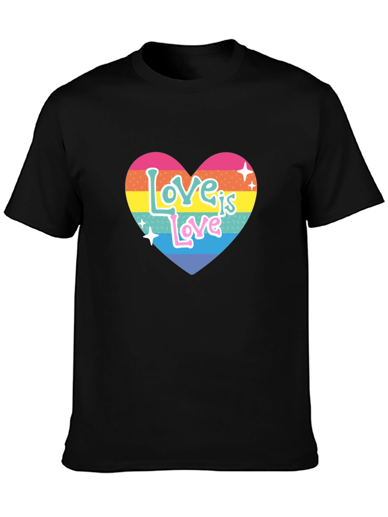 Love is Love Rainbow Heart Graphic Tee - Black