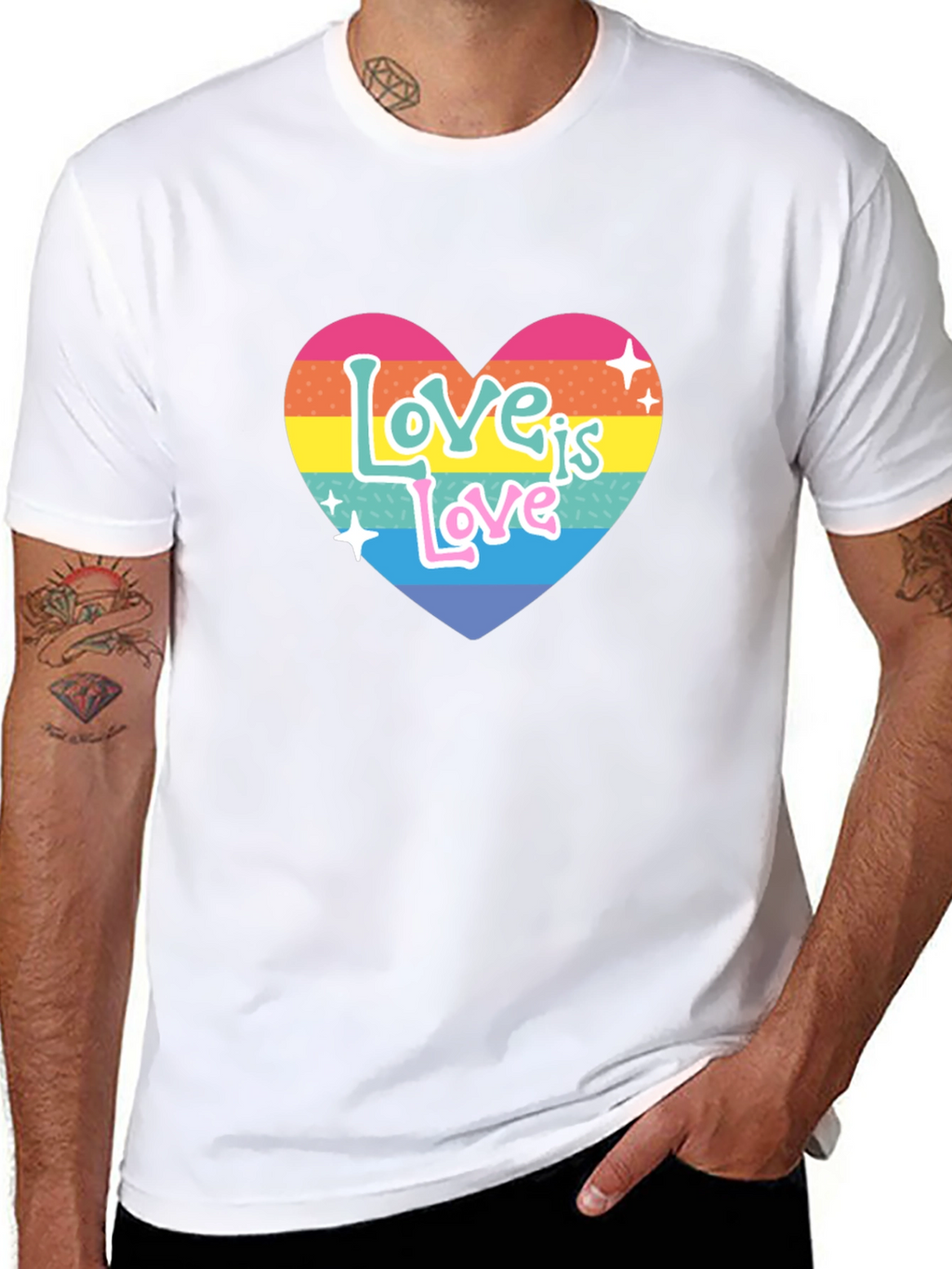 Love is Love Rainbow Heart Graphic Tee - Black