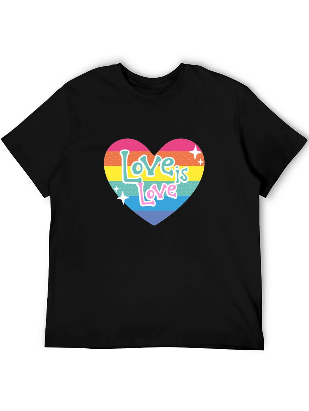 Love is Love Rainbow Heart Graphic Tee - Black