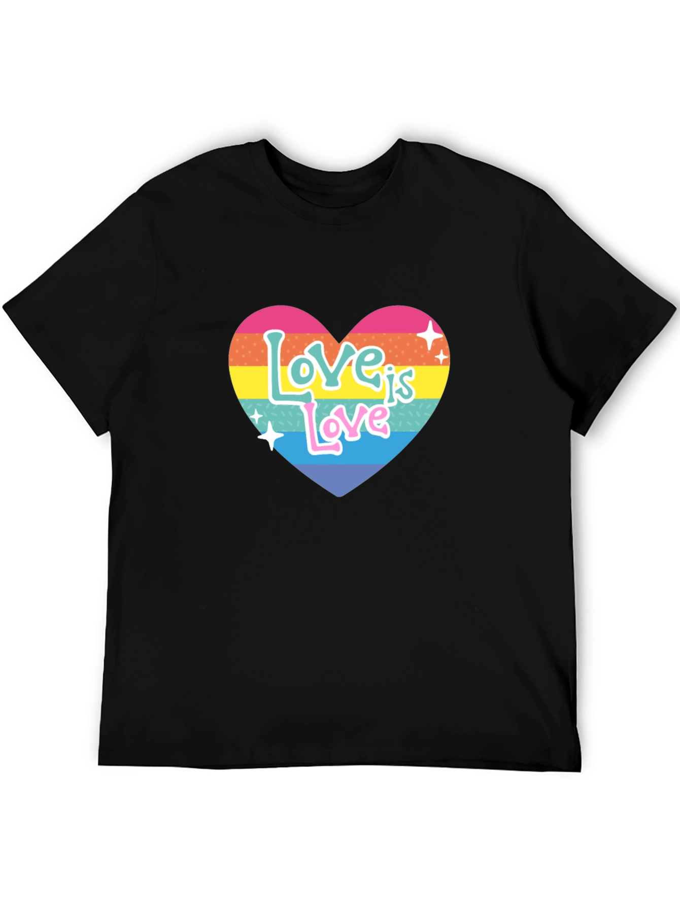Love is Love Rainbow Heart Graphic Tee - Black