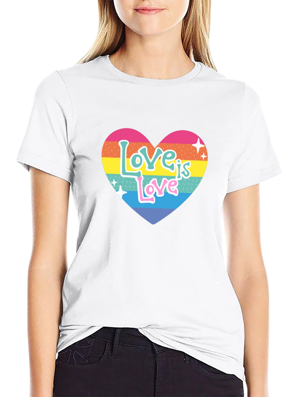 Love is Love Rainbow Heart Graphic Tee - Black