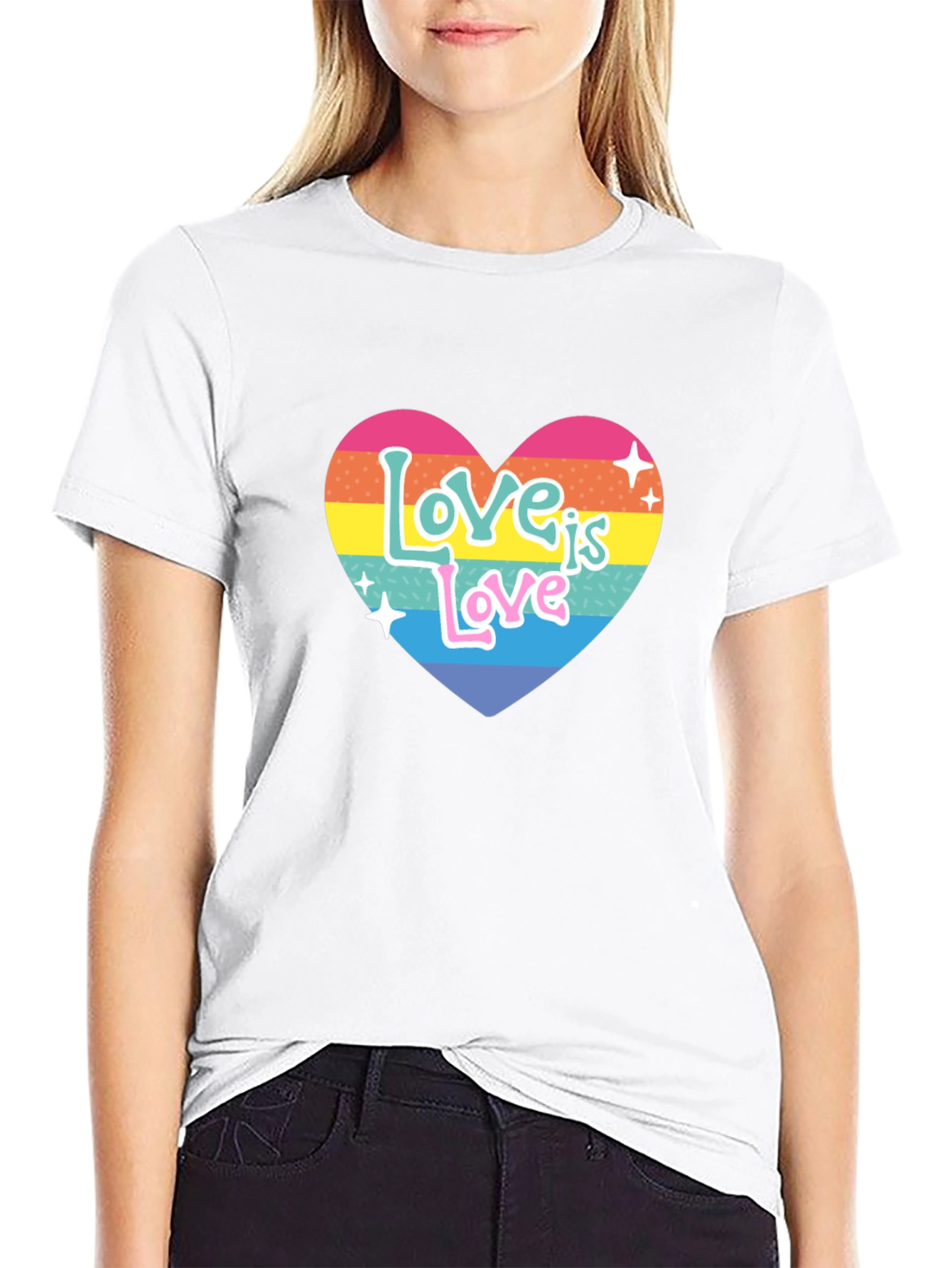Love is Love Rainbow Heart Graphic Tee - Black