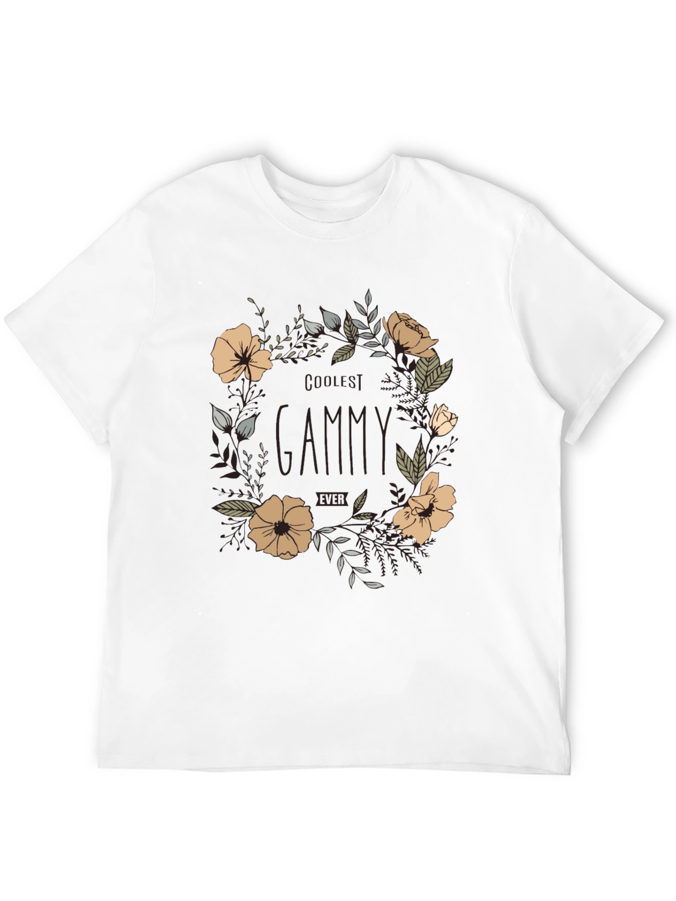 Coolest Gammy Ever Floral Graphic Tee - Black