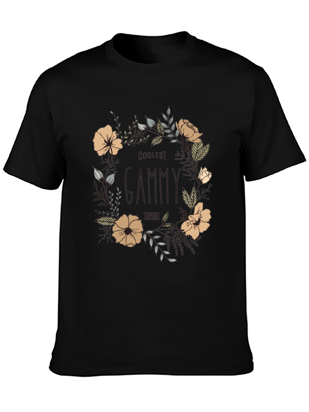 Coolest Gammy Ever Floral Graphic Tee - Black