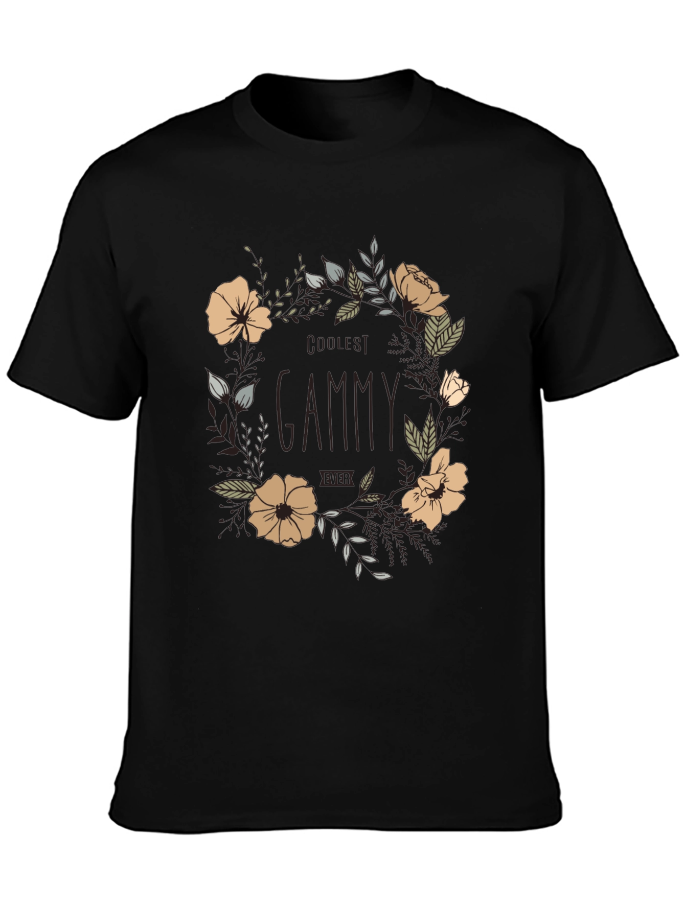 Coolest Gammy Ever Floral Graphic Tee - Black