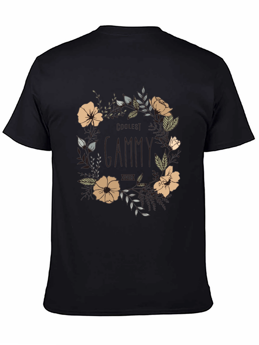 Coolest Gammy Ever Floral Graphic Tee - Black
