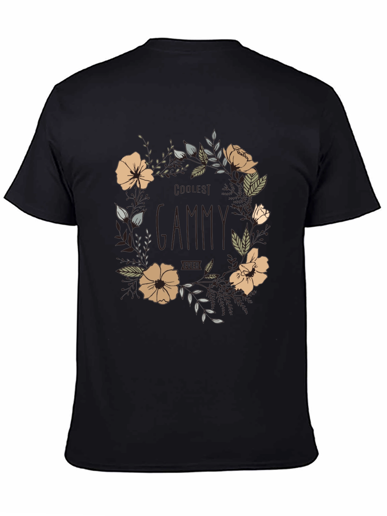 Coolest Gammy Ever Floral Graphic Tee - Black