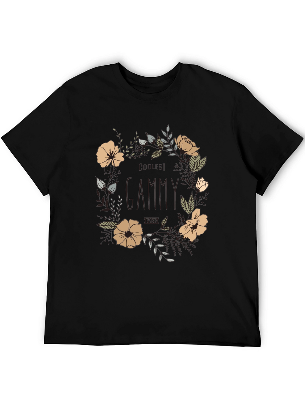 Coolest Gammy Ever Floral Graphic Tee - Black