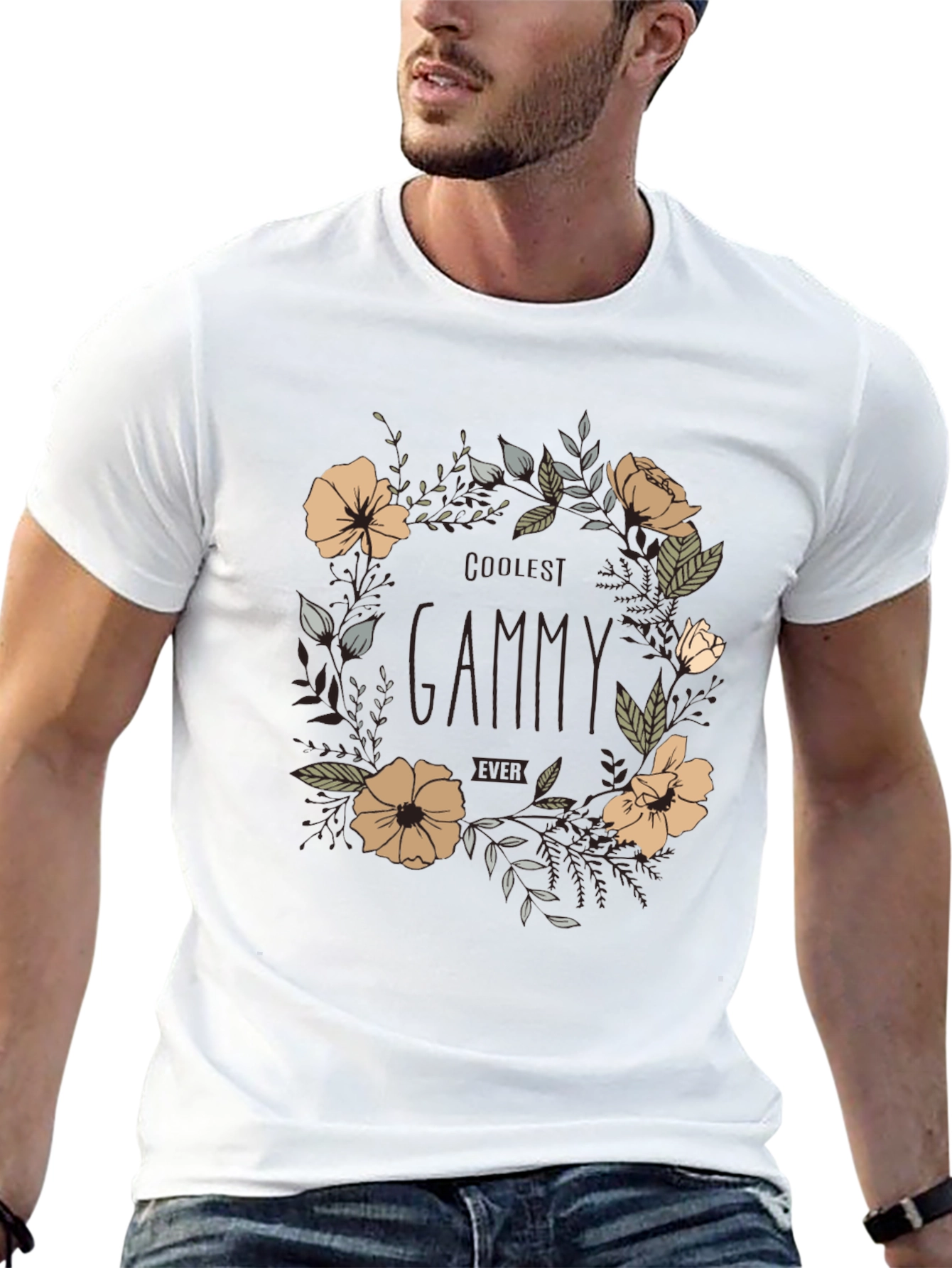 Coolest Gammy Ever Floral Graphic Tee - Black