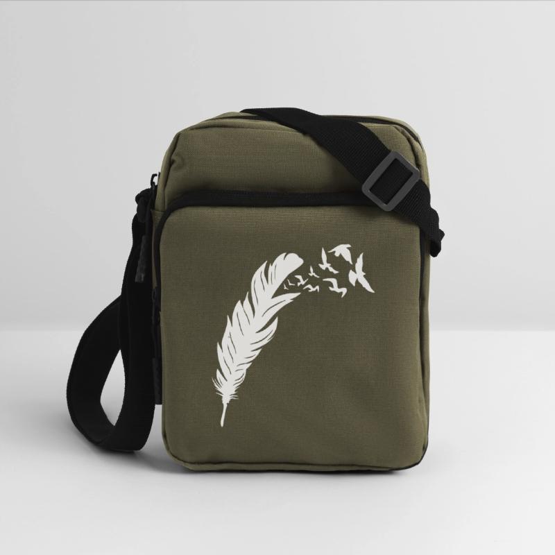 Ethereal Feather with Flying Birds Design