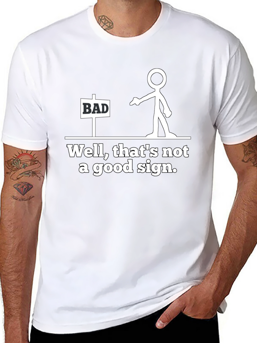 Funny Bad Sign T-Shirt - Stick Figure Graphic Tee