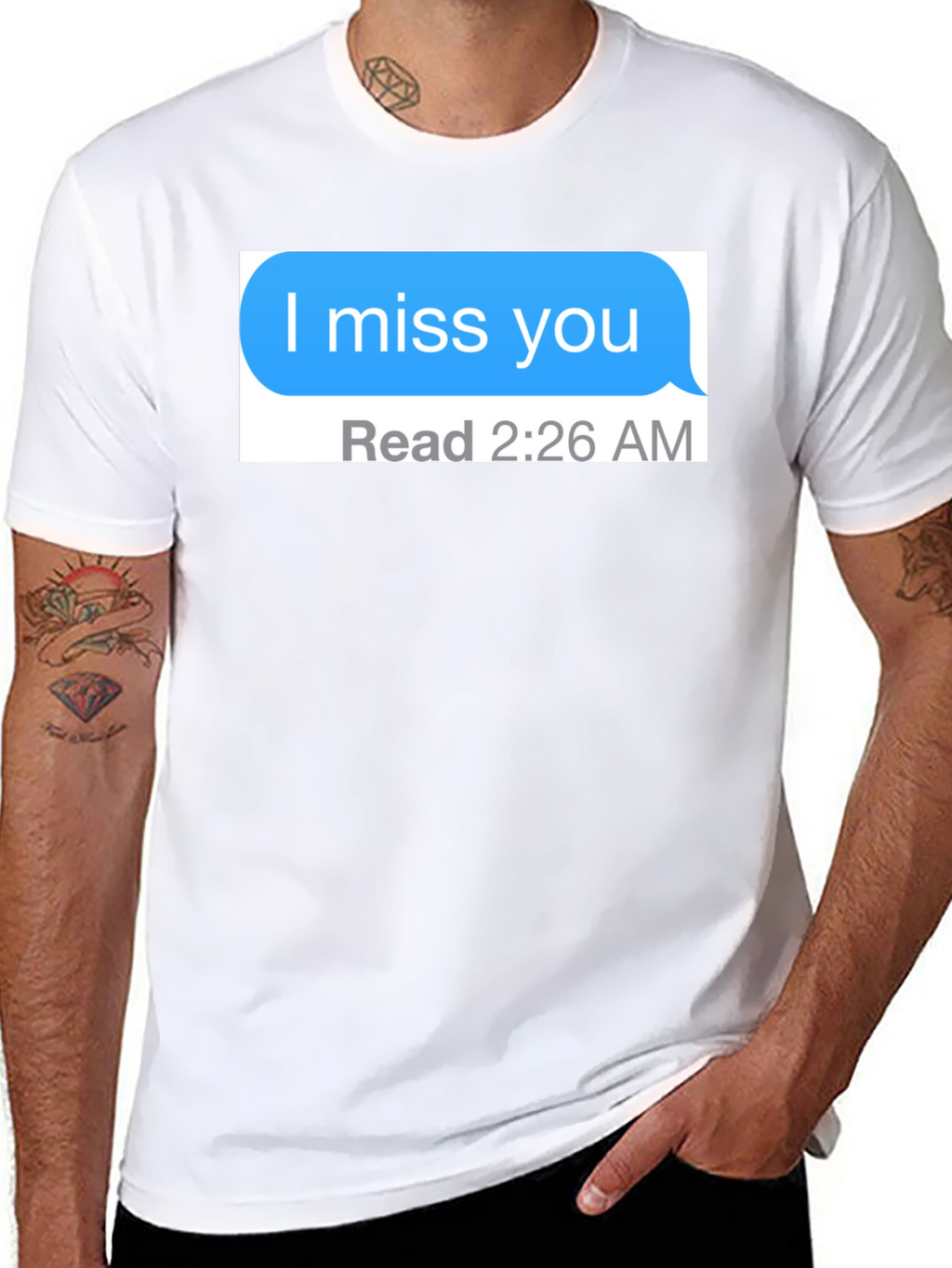 I Miss You Text Message Black T-Shirt