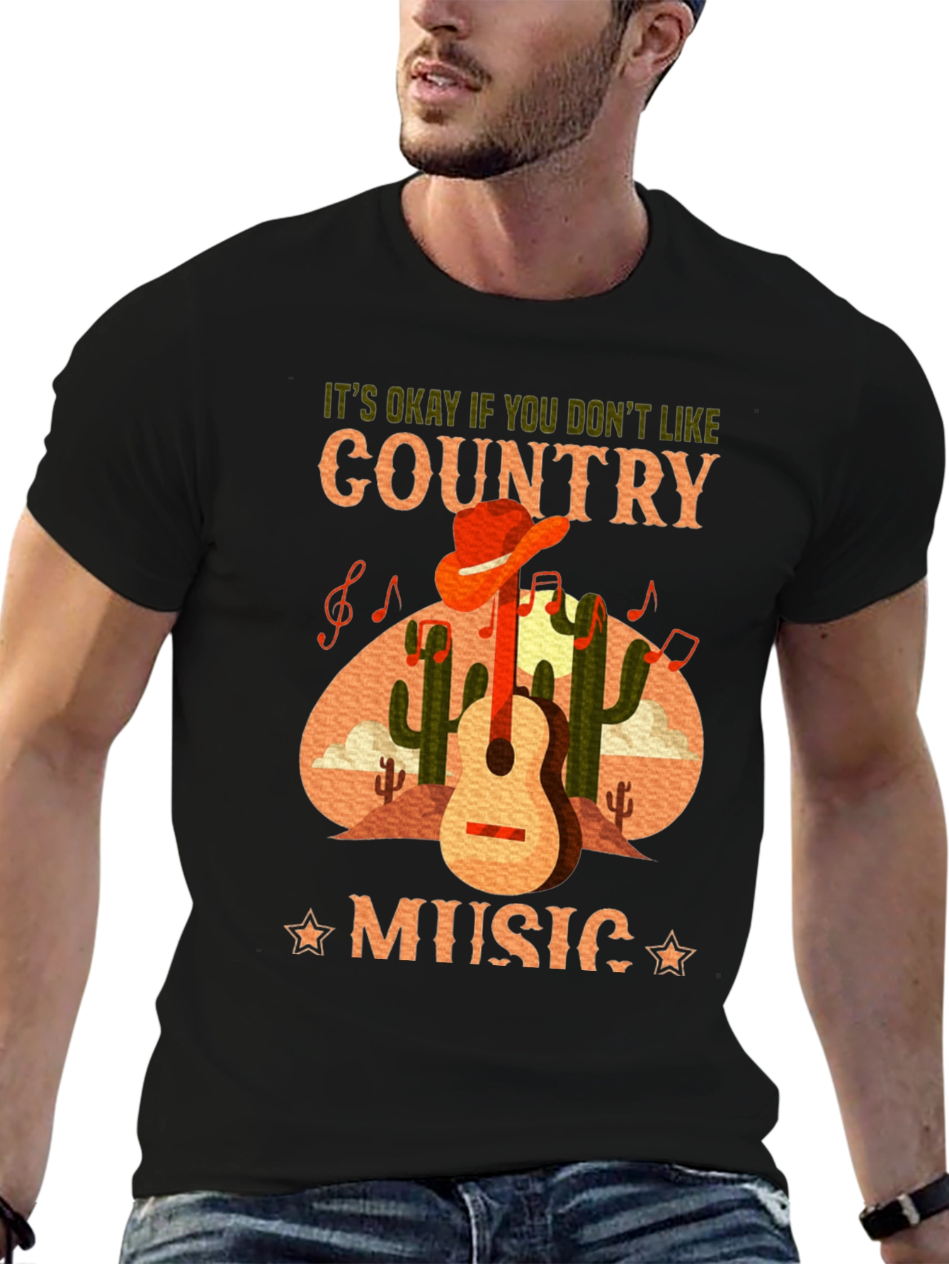 Country Music T-Shirt Guitar Cactus Tee