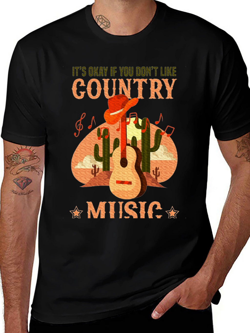 Country Music T-Shirt Guitar Cactus Tee