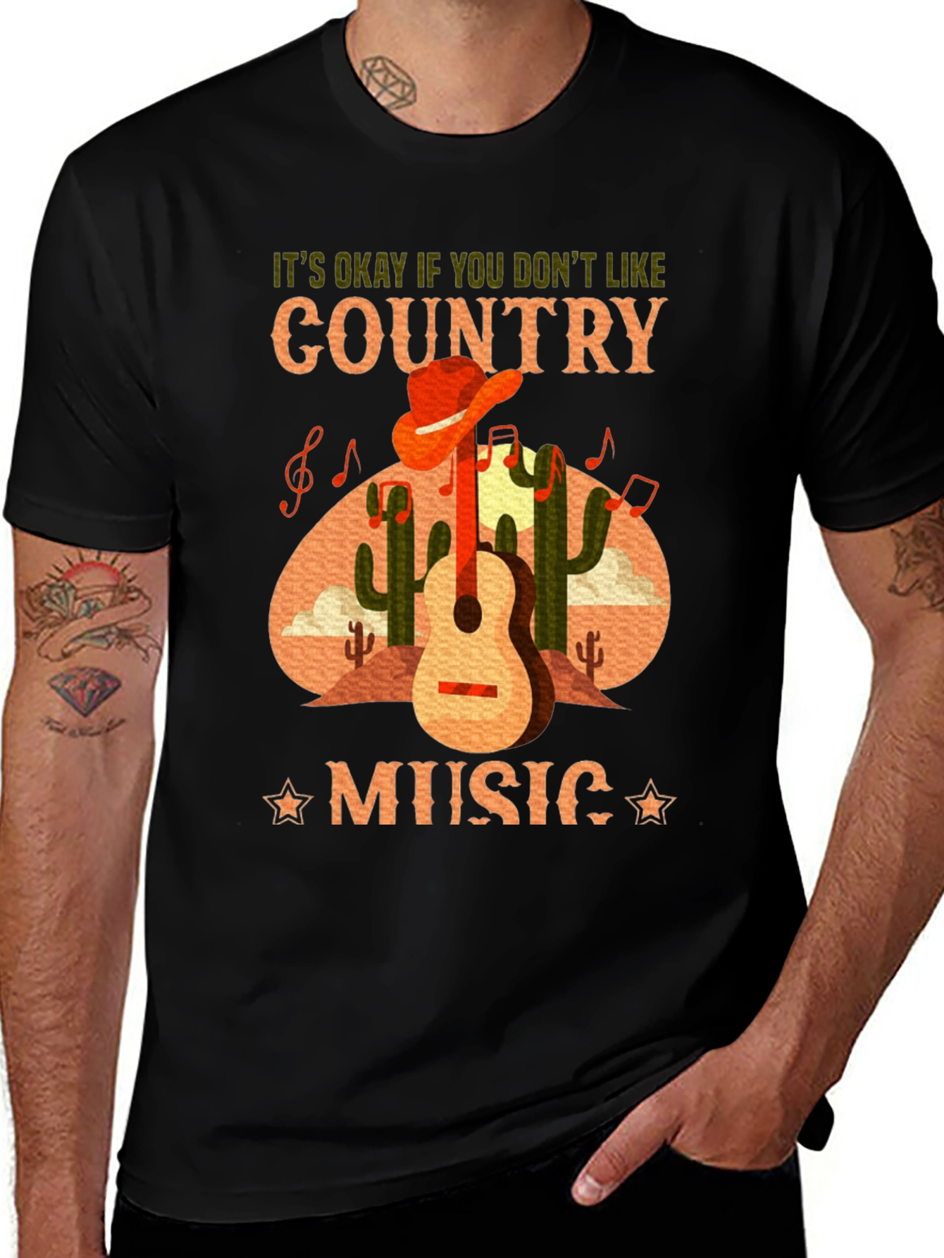 Country Music T-Shirt Guitar Cactus Tee
