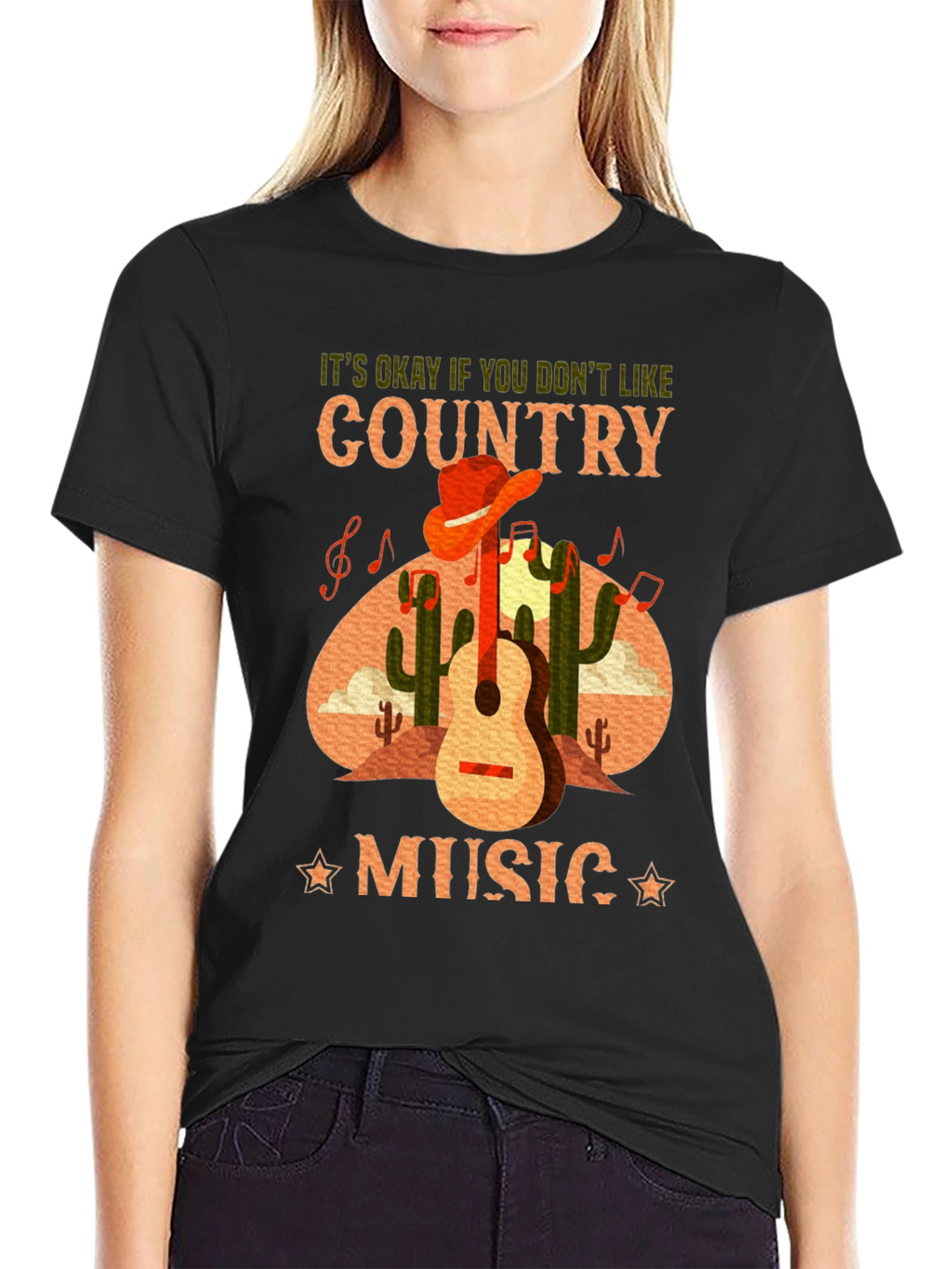 Country Music T-Shirt Guitar Cactus Tee