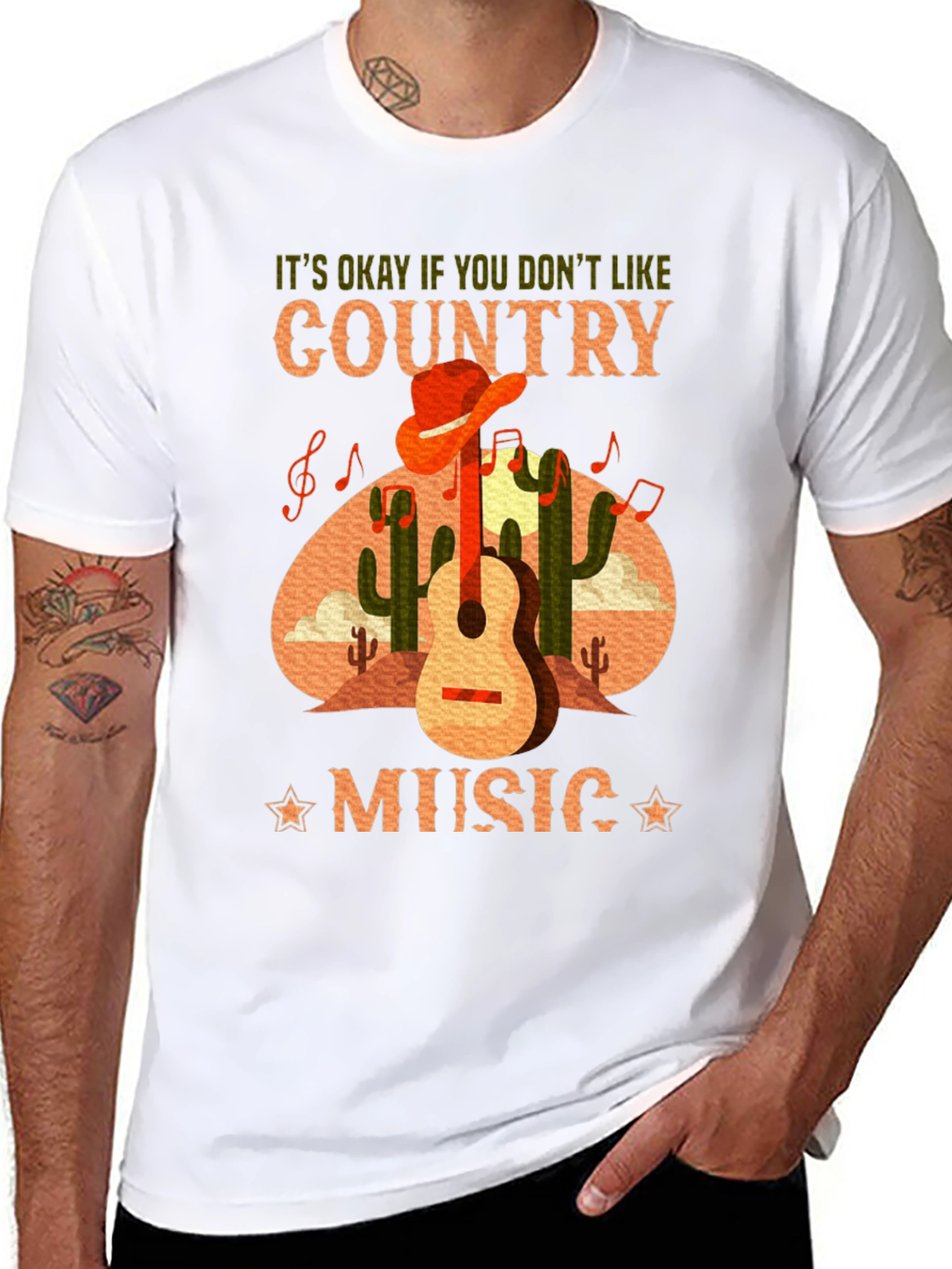 Country Music T-Shirt Guitar Cactus Tee