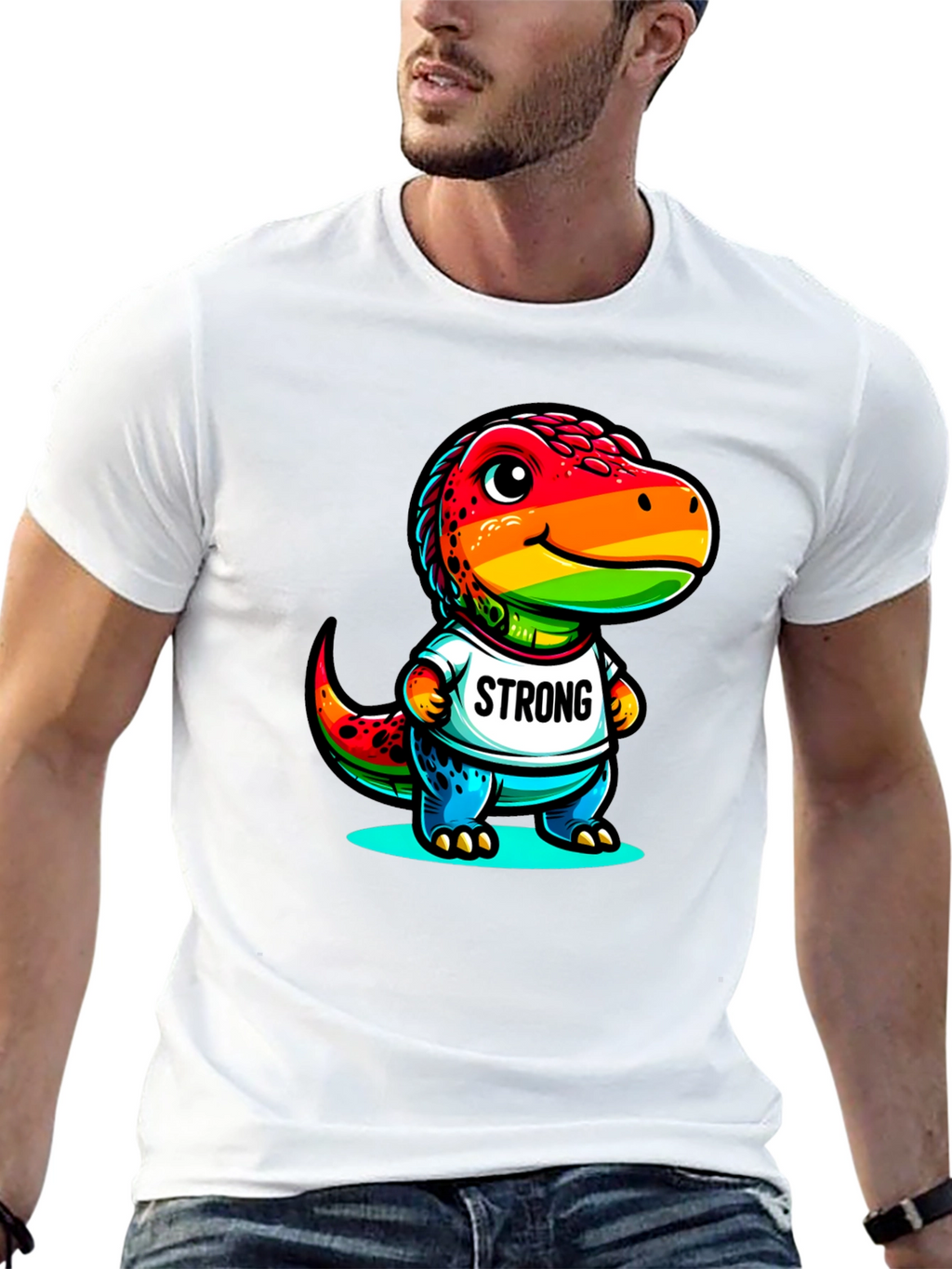 Rainbow Dinosaur Strong T-Shirt