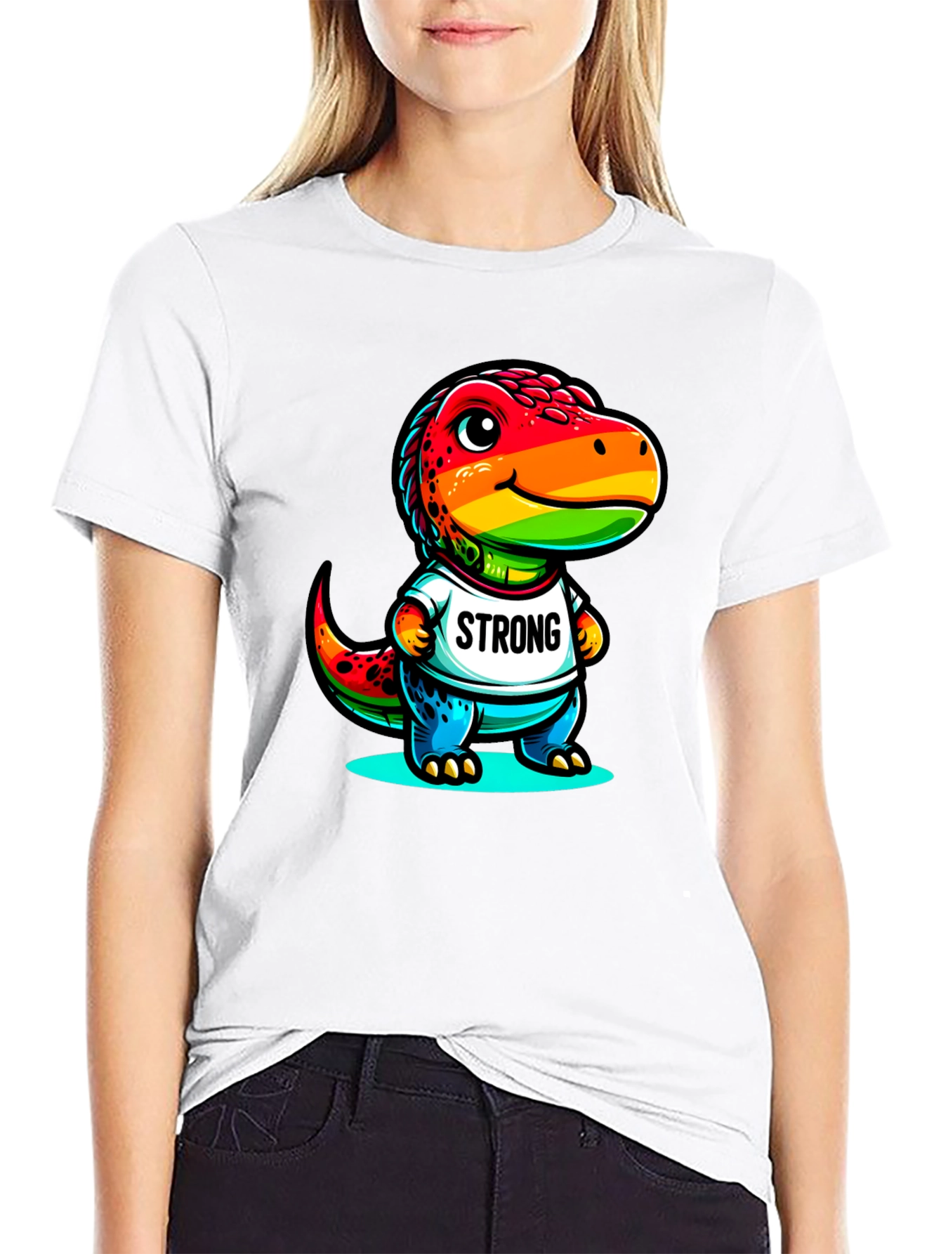 Rainbow Dinosaur Strong T-Shirt