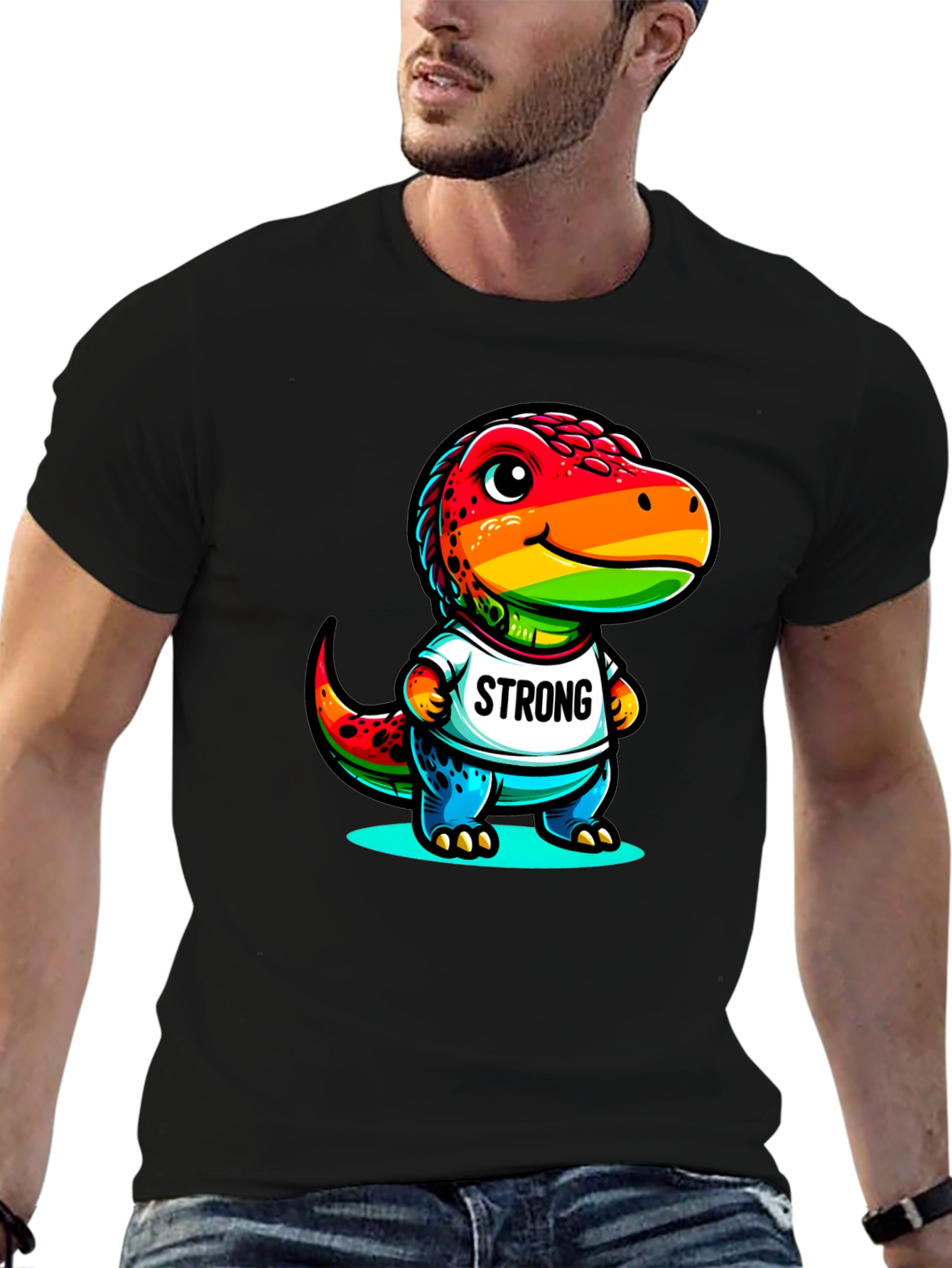 Rainbow Dinosaur Strong T-Shirt