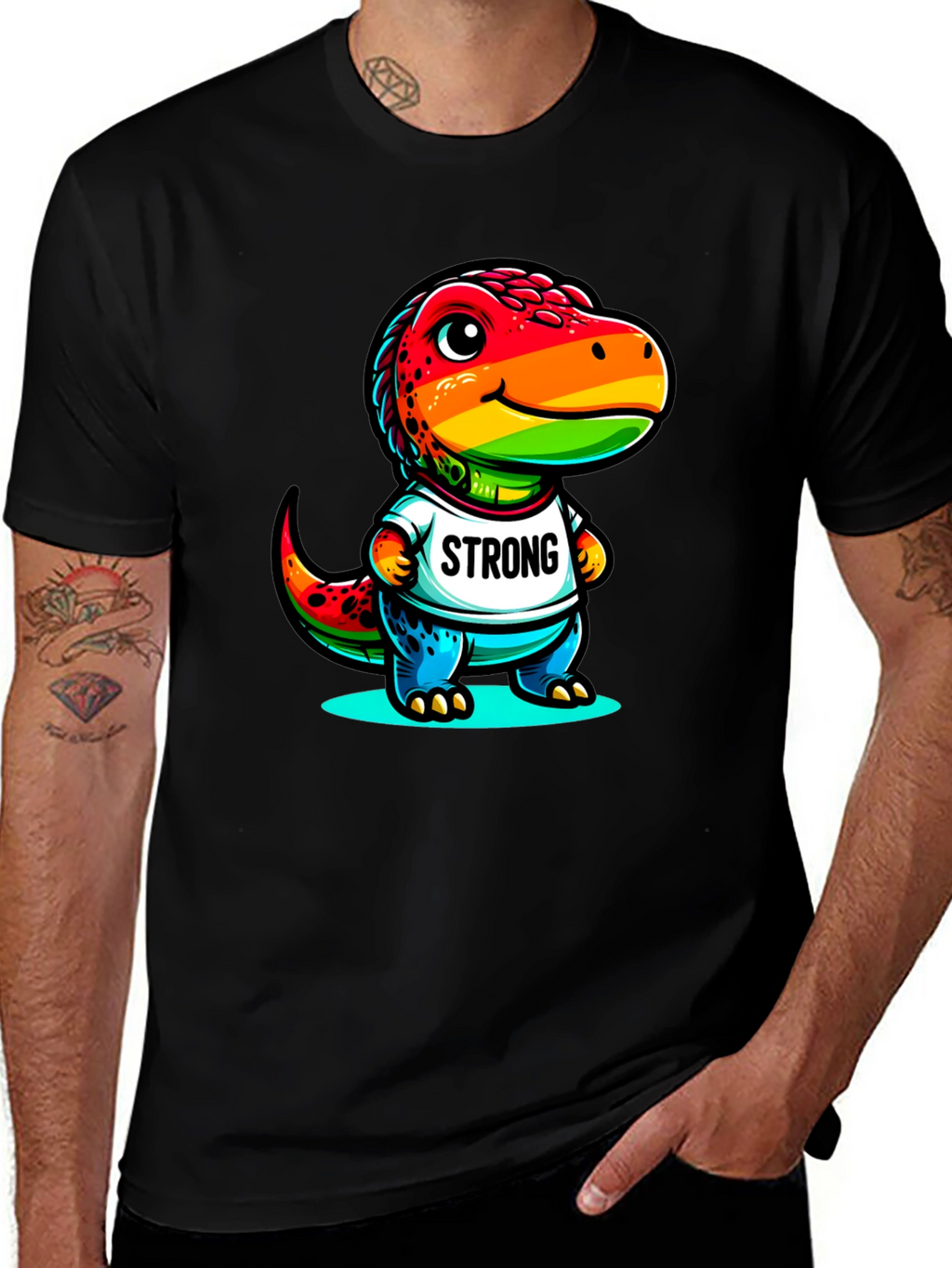 Rainbow Dinosaur Strong T-Shirt