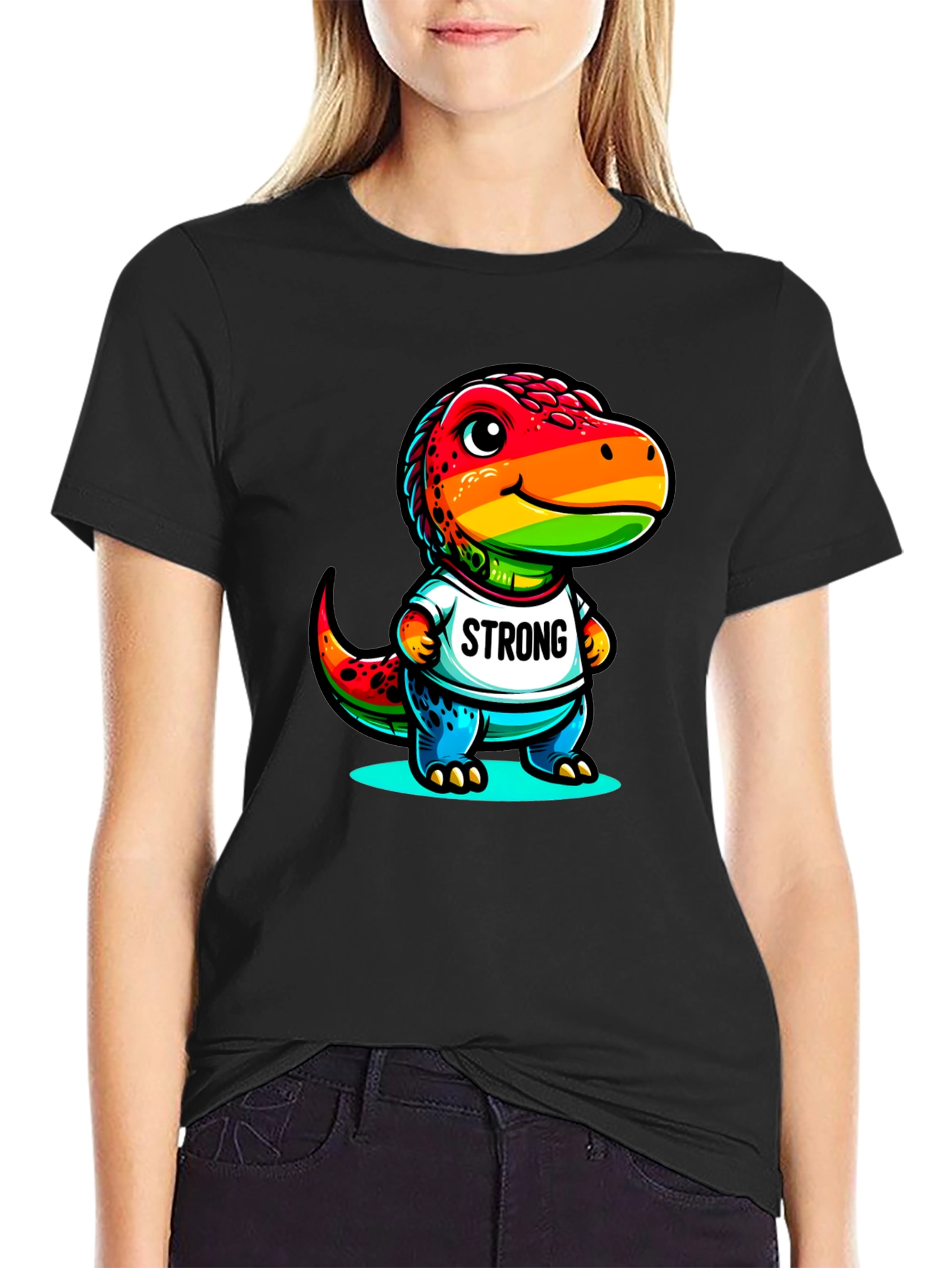 Rainbow Dinosaur Strong T-Shirt