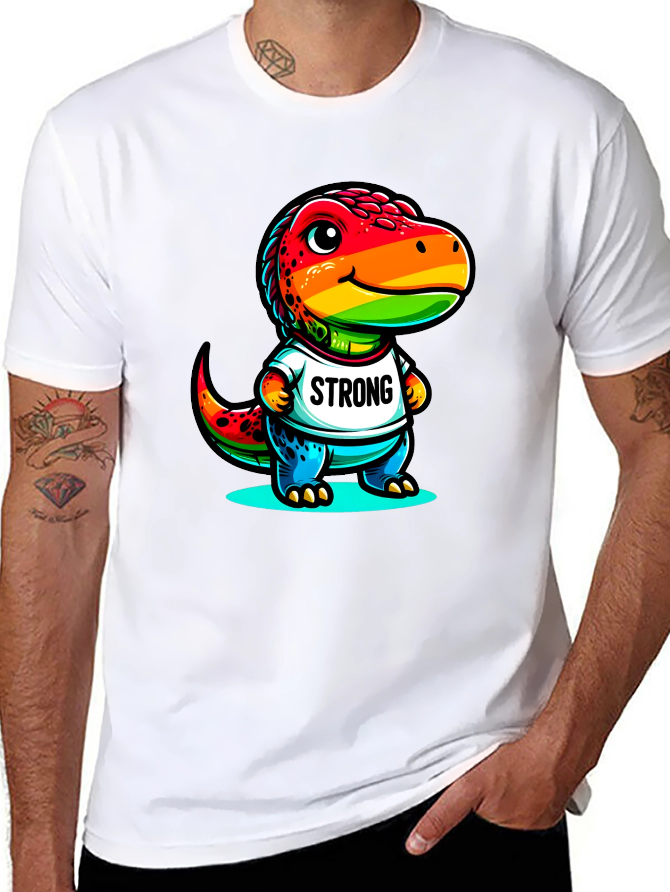 Rainbow Dinosaur Strong T-Shirt