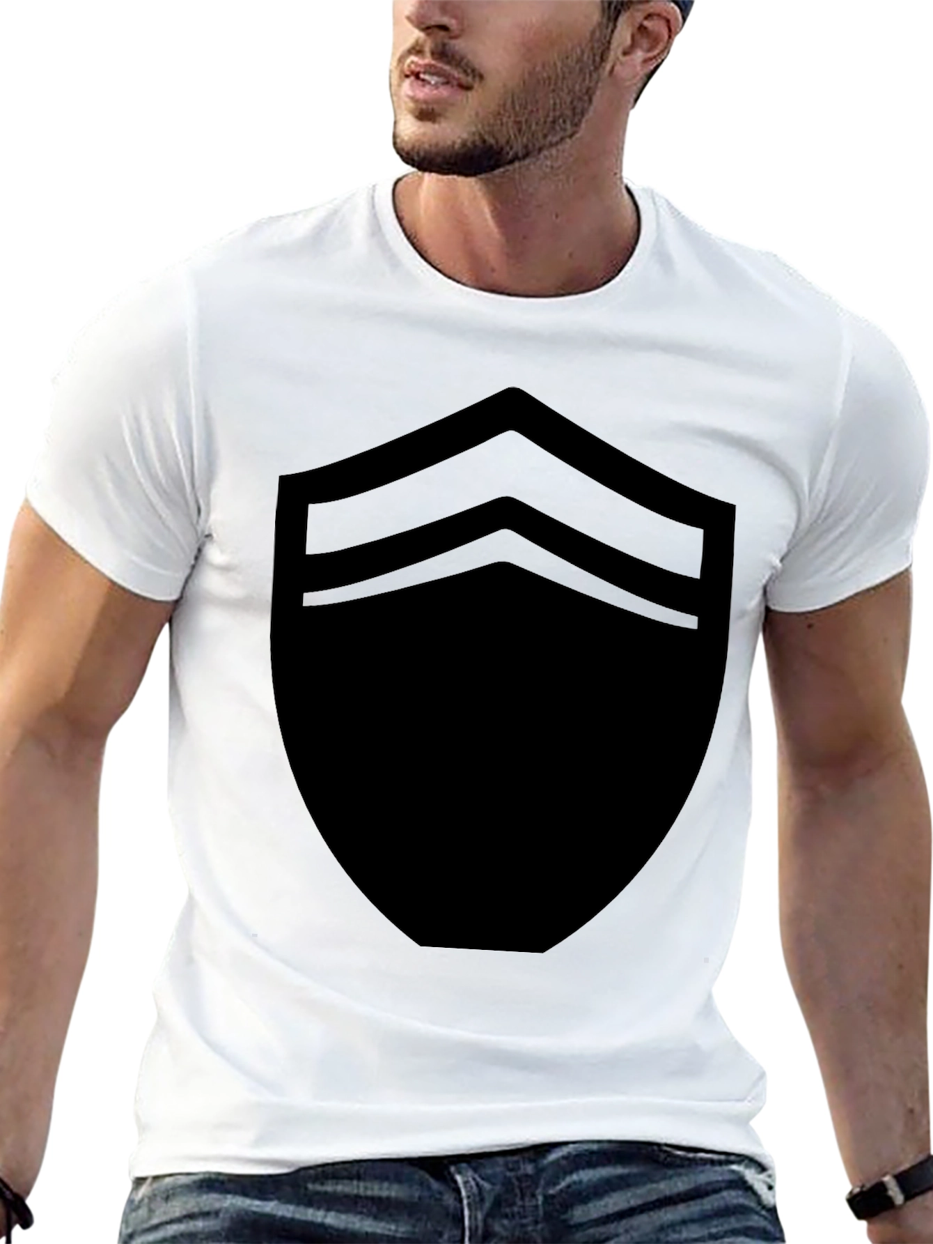 Stylish Black Shield Graphic Tee - Modern Casual Wear