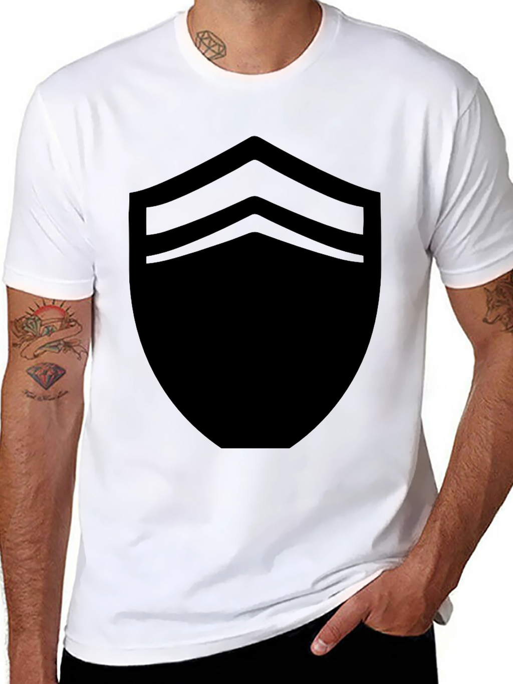 Stylish Black Shield Graphic Tee - Modern Casual Wear