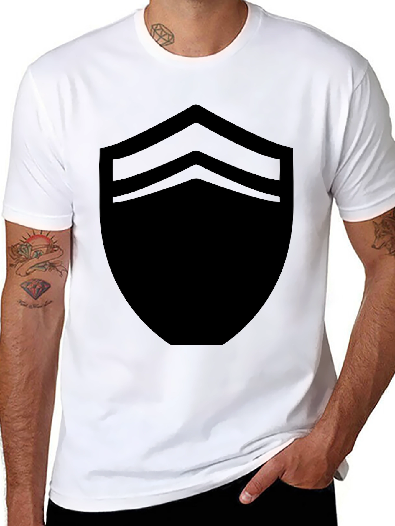 Stylish Black Shield Graphic Tee - Modern Casual Wear