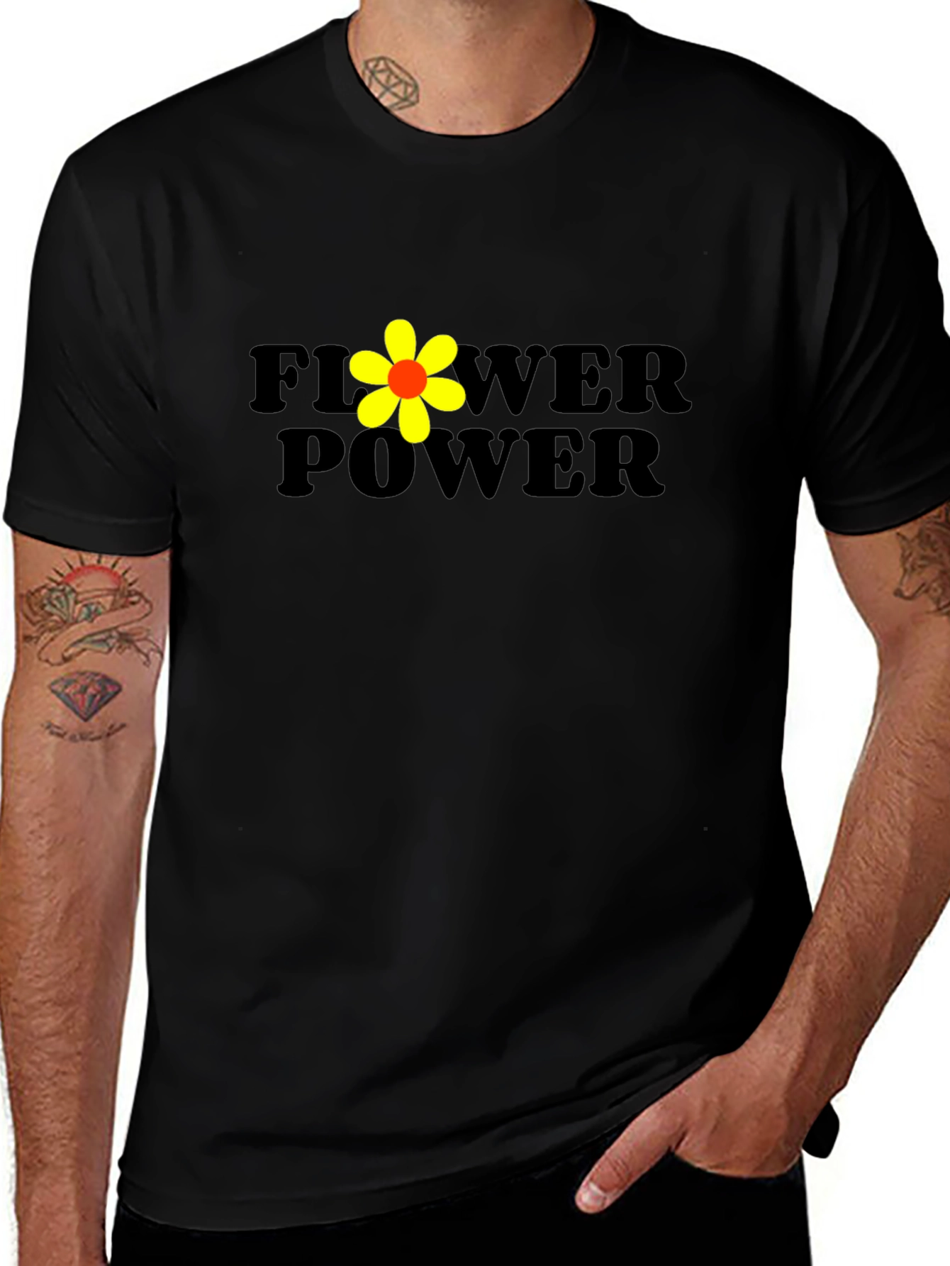 Flower Power Black Graphic T-Shirt