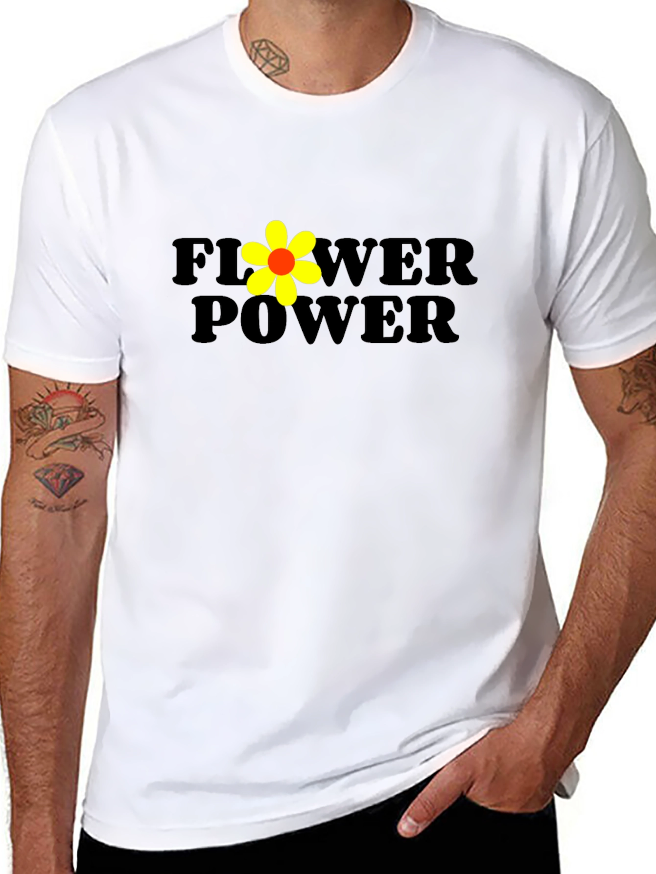 Flower Power Black Graphic T-Shirt