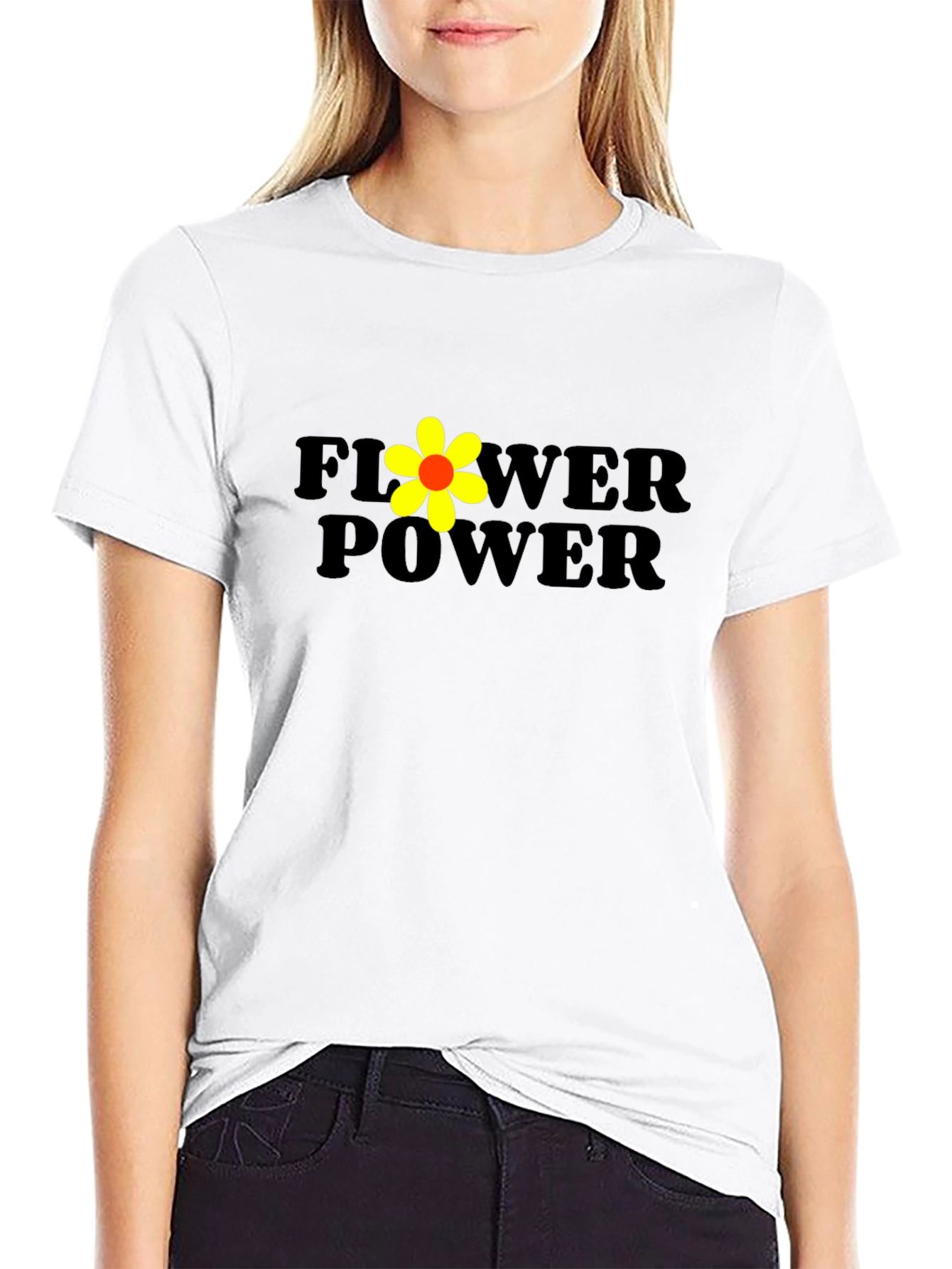 Flower Power Black Graphic T-Shirt
