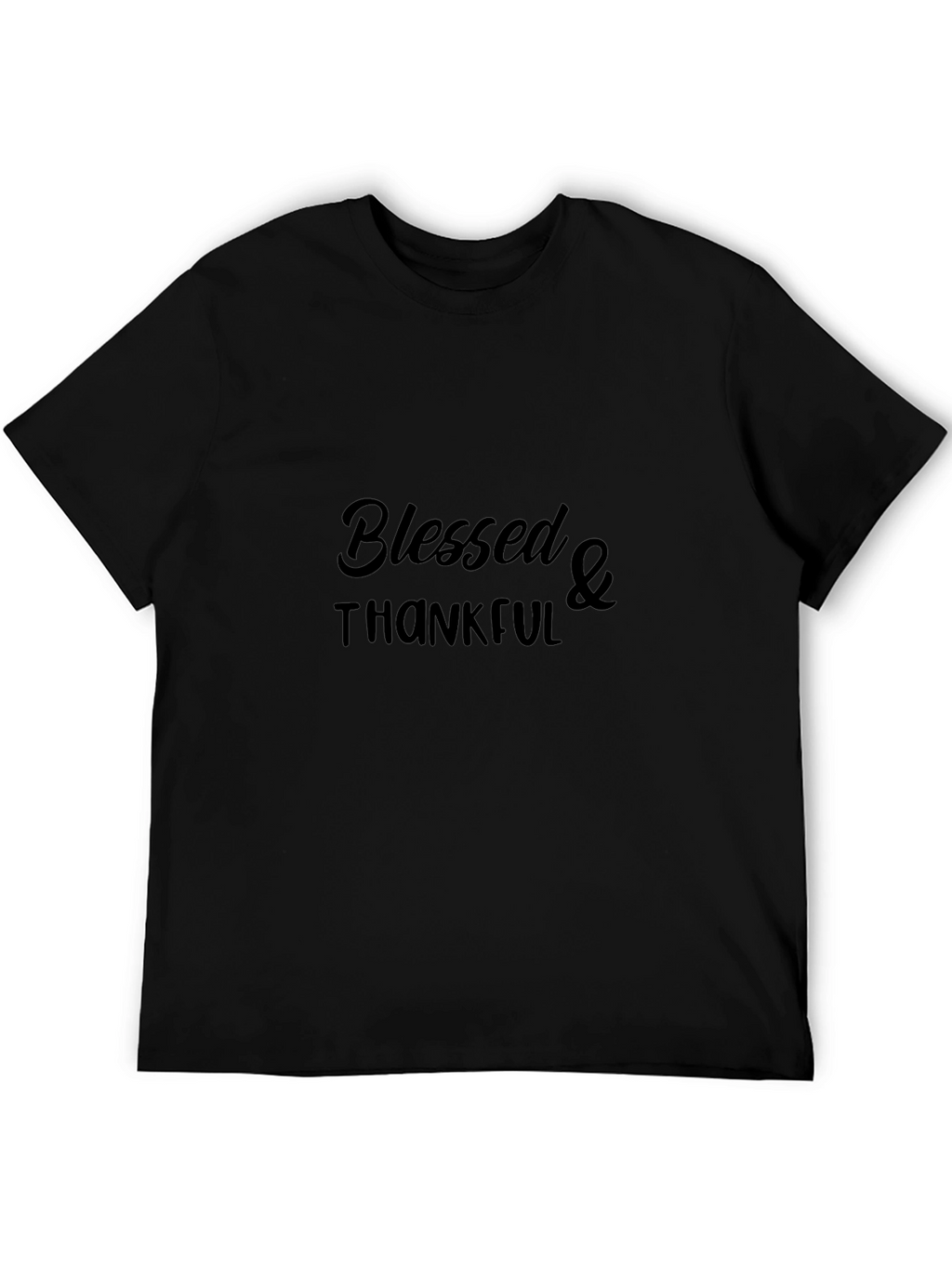 Blessed & Thankful Black Graphic T-Shirt